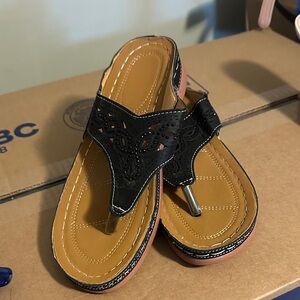 Black and Tan Sandals